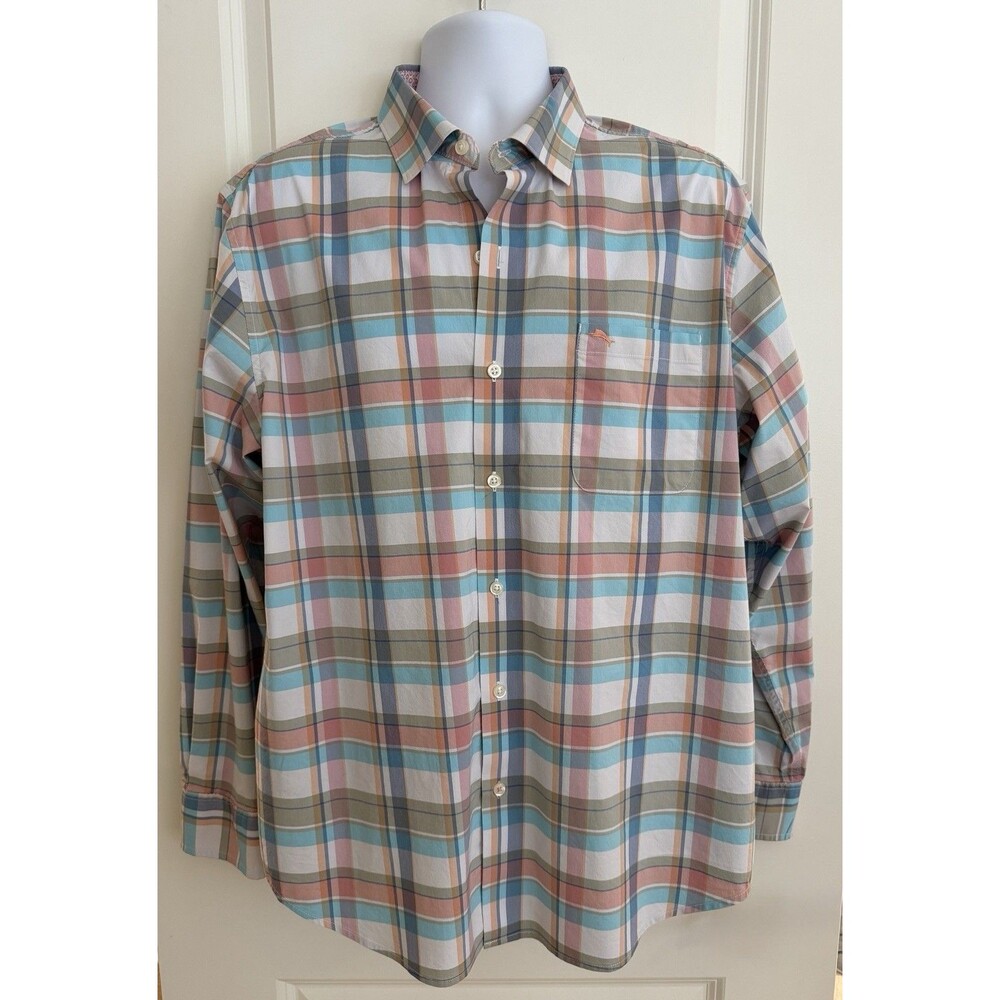 Tommy Bahama Men's Long Sleeve Sarasota Stretch Shirt, L, Multicolored, EUC